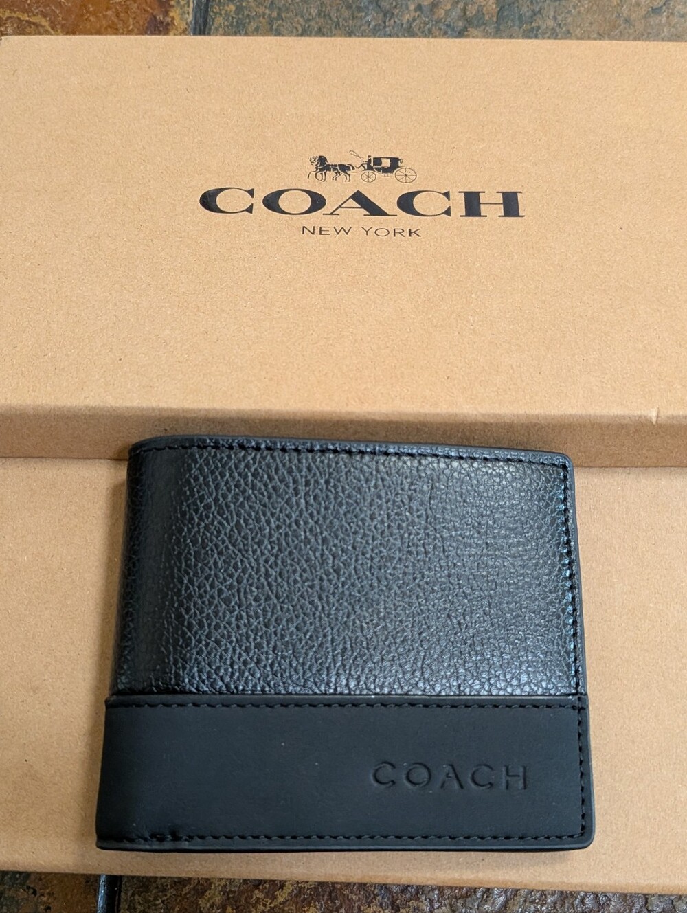 Coach Black Leather Bi-Fold Card Wallet